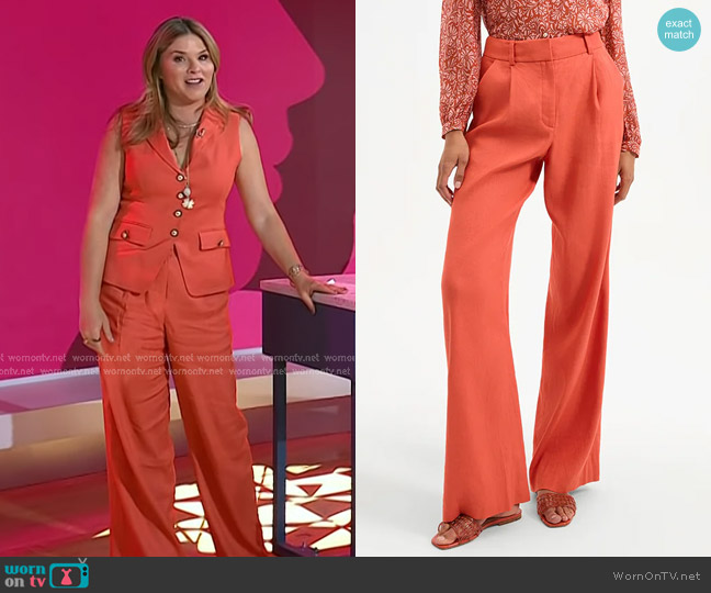 Veronica Beard Heyser Wide-Leg Pant in Persimmon worn by Jenna Bush Hager on Today