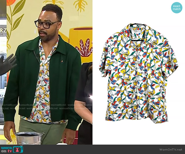 J. Crew Tropical Hawaiian Floral Pattern Button Front Shirt worn by Hilton Carter on Today