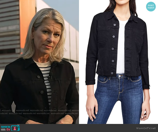 L'Agence Janelle Slim Raw Hem Denim Jacket worn by Janis Mackey Frayer on Today