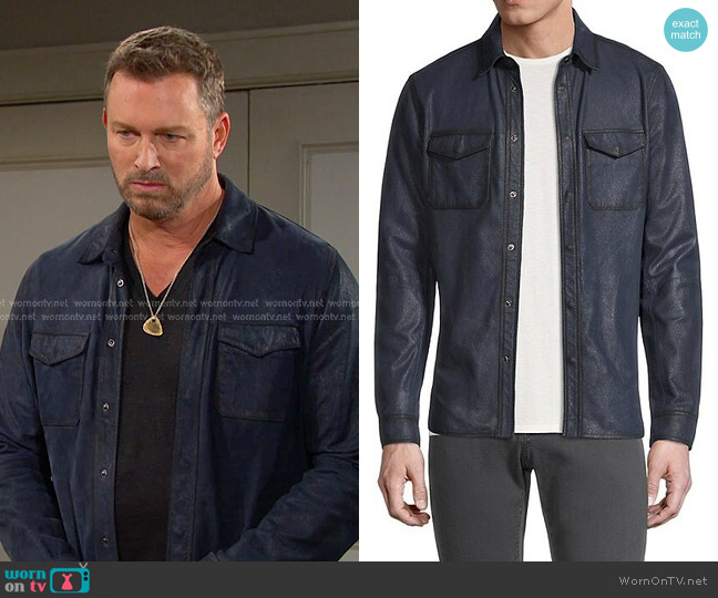 John Varvatos Izzy Leather Shirt Jacket worn by Brady Black (Eric Martsolf) on Days of our Lives