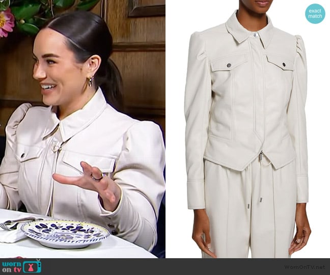 Jonathan Simkhai Wyatt Stretch Vegan Leather Jacket worn by Emily Curl on E! News