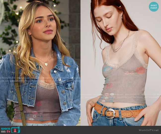 Kimchi Blue Remi Photoreal Fitted Cami worn by Holly Jonas (Ashley Puzemis) on Days of our Lives