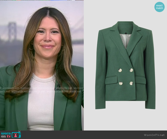 Veronica Beard Kona Dickey Jacket in Forest worn by Deirdre Bosa on NBC News Daily