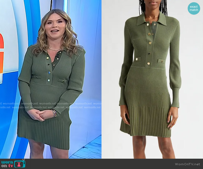 Veronica Beard Lauper Dress in Stone Army worn by Jenna Bush Hager on Today