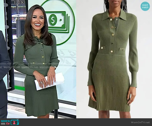 Veronica Beard Lauper Dress in Stone Army worn by Kaylee Hartung on Today