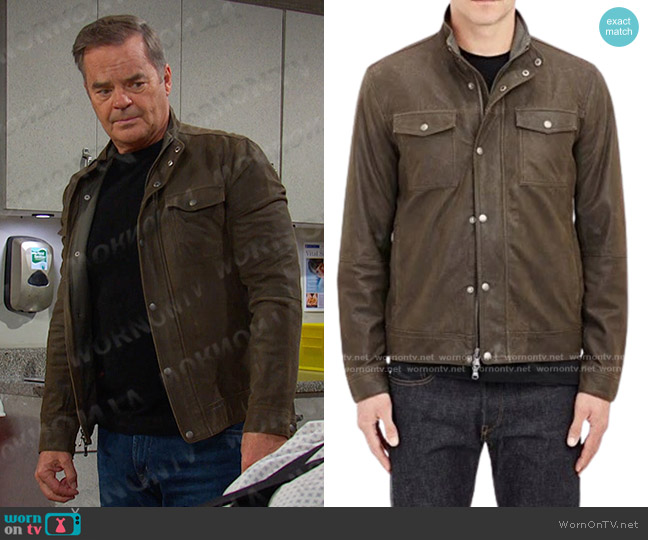 John Varvatos Star USA Leather Jacket worn by Justin Kiriakis (Wally Kurth) on Days of our Lives