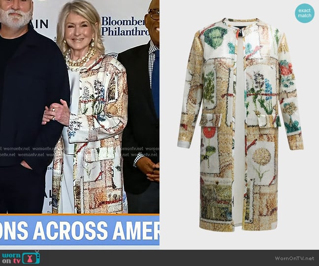 Libertine Sequin Colefax Printed Duster Coat worn by Martha Stewart on Today
