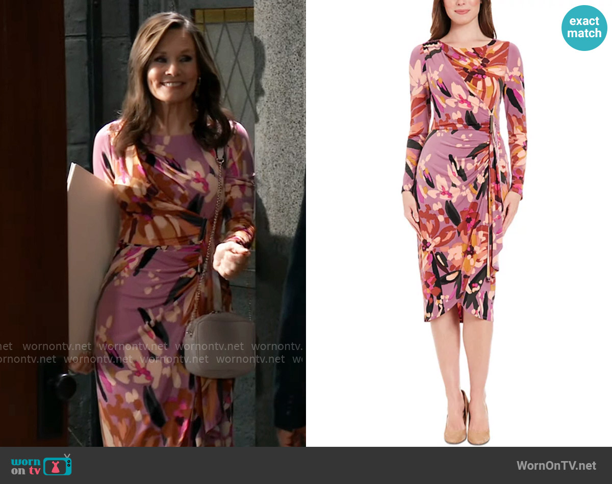 London Times Hardware-Trim Side-Ruched Dress worn by Lucy Coe (Lynn Herring) on General Hospital