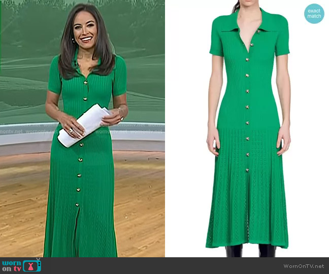 Sandro Lorel Short Sleeve Maxi Shirtdress worn by Kaylee Hartung on Today