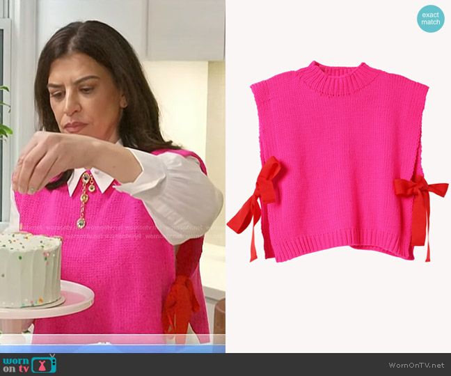 Louiza Babouryan Tie Side Merino Knit in Hot Pink worn by Susie Sarich on Today