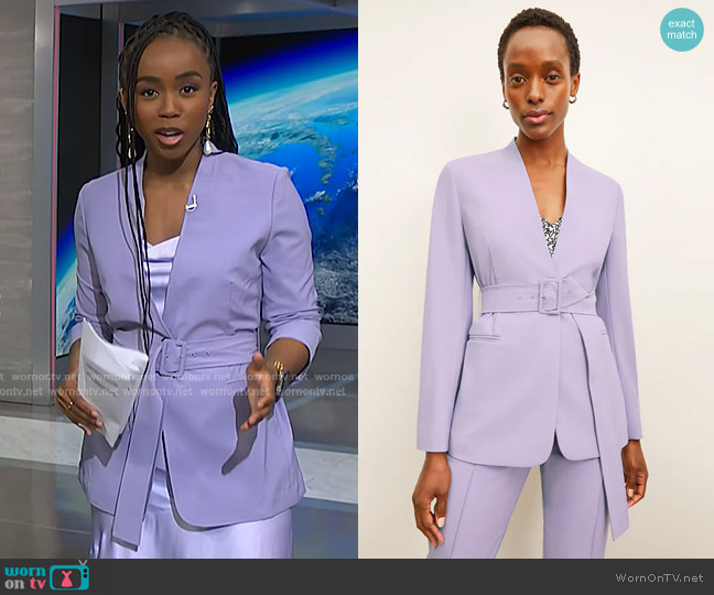MM Lafleur The Twidwell Blazer in OrigamiTech worn by Zinhle Essamuah on NBC News Daily