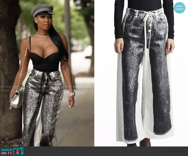 MM6 Maison Margiela Printed Wide-Leg Ankle Jeans worn by Brit Eady on The Real Housewives of Atlanta