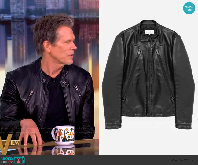 Maison Margiela 5-Zip Leather Jacket – All Black Edition worn by Kevin Bacon on The View