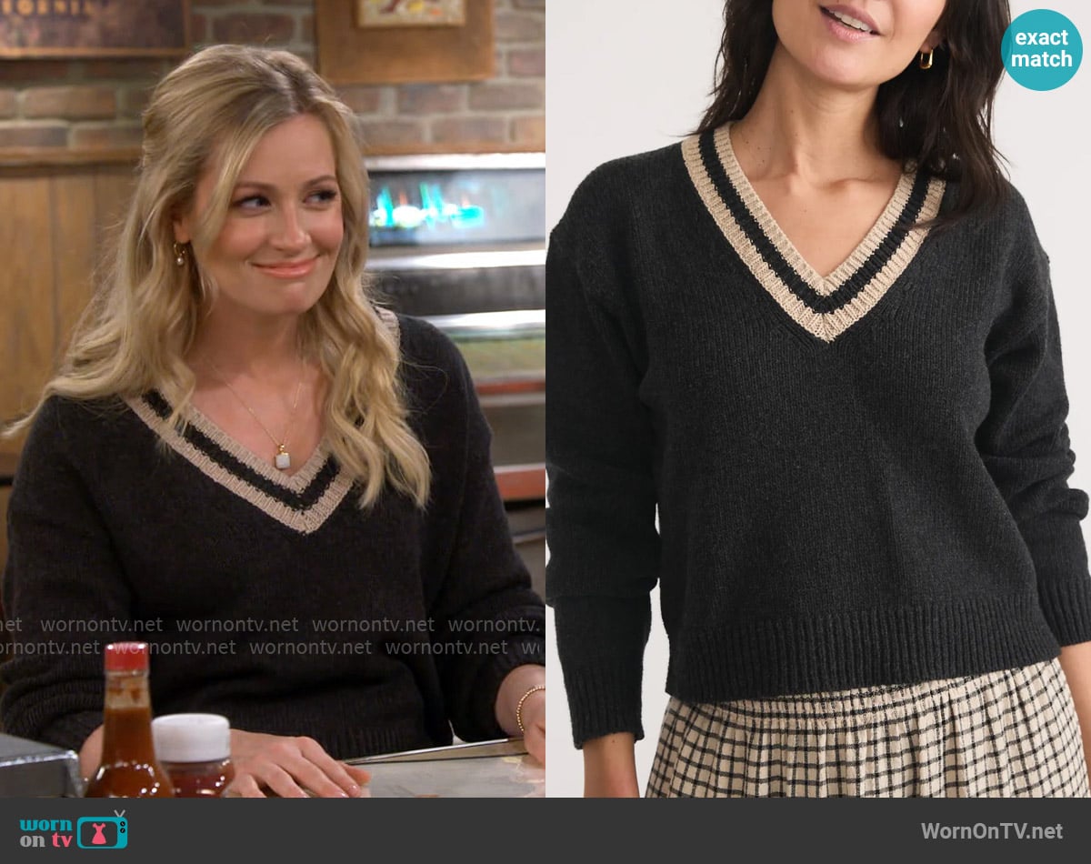 Marine Layer Bella Cropped Sweater worn by Gemma (Beth Behrs) on The Neighborhood