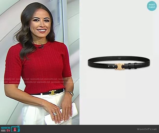 Celine Medium Triomphe Belt in Taurillon Leather Black worn by Kaylee Hartung on Today