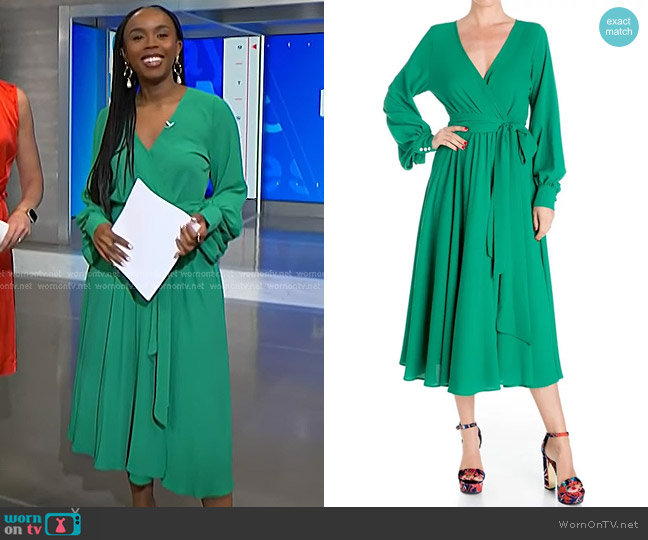 Meghan Fabulous Venus Midi Dress in Emerald worn by Zinhle Essamuah on NBC News Daily