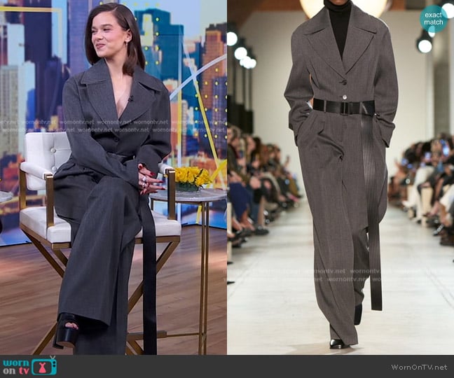 Michael Kors Collection Covert Twill Utility Jumpsuit worn by Hailee Steinfeld on Good Morning America