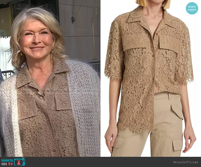 Michael Kors Collection Floral Lace Camp Shirt worn by Martha Stewart on Today