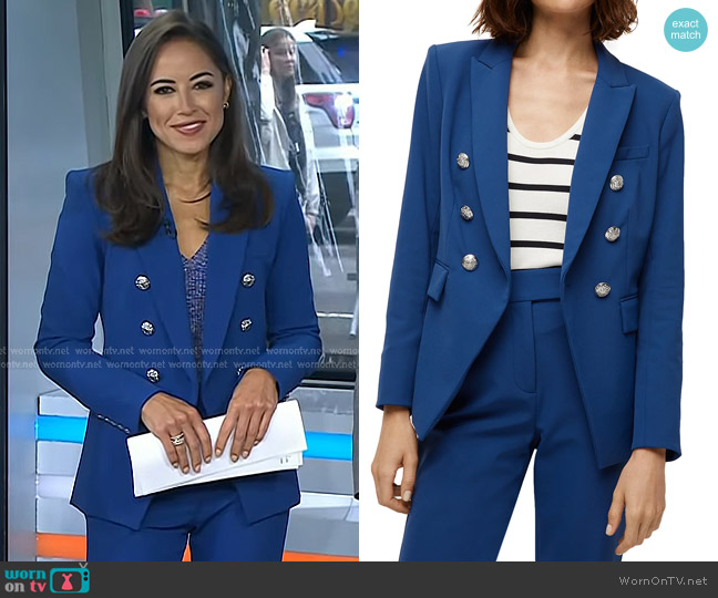 Veronica Beard Miller Double Breasted Dickey Jacket in Cerulean worn by Kaylee Hartung on Today