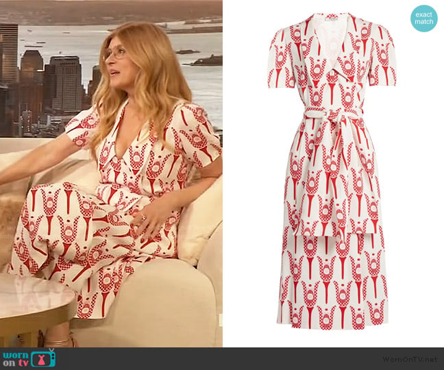 Miu Miu Tulip-Print Crepe Midi-Dress worn by Connie Britton on The Drew Barrymore Show