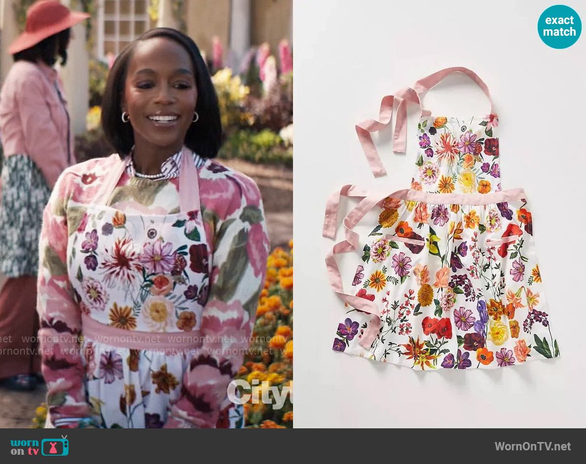 Nathalie Lete Helena Apron worn by Catherine (Aja Naomi King) on Grosse Pointe Garden Society