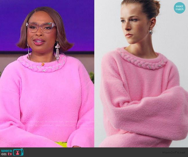 Nocturne Embellished Knit Sweater worn by Jennifer Hudson on The Jennifer Hudson Show