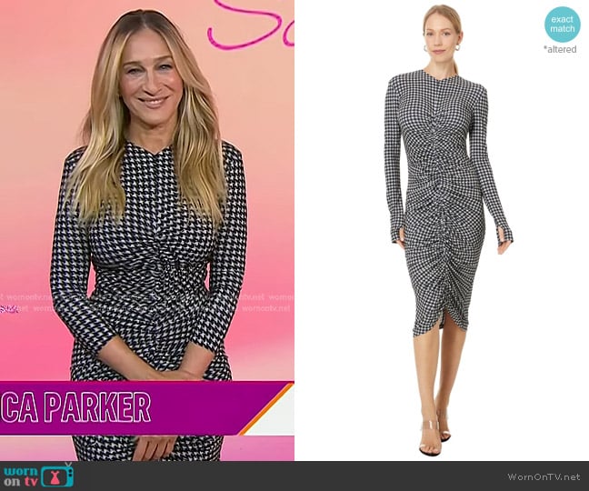Norma Kamali Long Sleeve V-Neck Shirred Front Dress worn by Sarah Jessica Parker on Today
