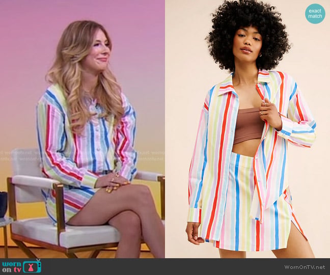 Olivia Rubin Arin Striped Buttondown Shirt worn by Emily Henry on Good Morning America