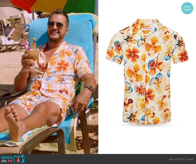 Orlebar Brown Hibbert Oshibana Camp Shirt worn by Luke Bryan on American Idol