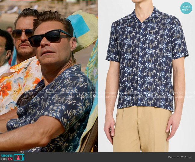 Orlebar Brown Maitan Catkin Camp Shirt in Night Iris worn by Ryan Seacrest on American Idol