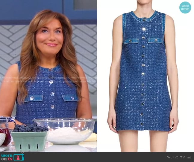 Sandro Palmare Sequin Tweed Shift Minidress worn by Lisa Lillien on Good Morning America