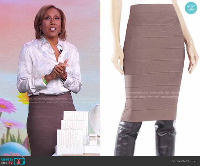 Bcbgmaxazria Anderson Leopard Blouse With Cargo Pockets worn by Robin Roberts on Good Morning America