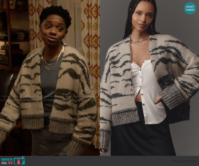 Pilcro Animal-Print Cardigan Sweater worn by Tamia Cooper (Bre Z) on All American