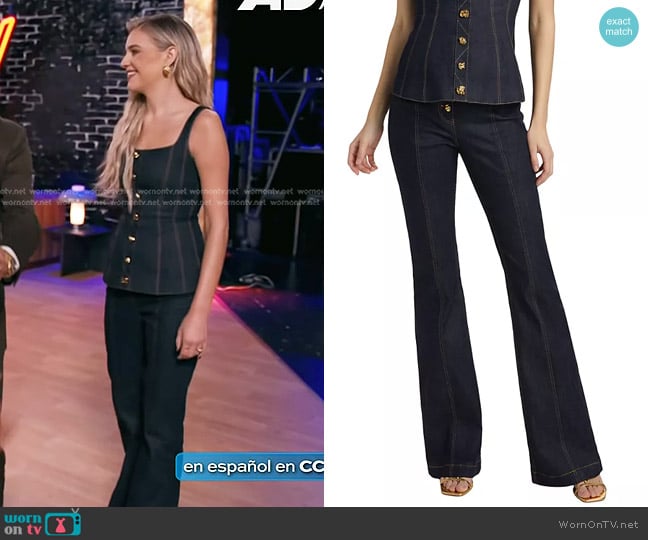 Prabal Gurung Flared Boot-Leg Jeans in Indigo worn by Kelsea Ballerini on The Voice