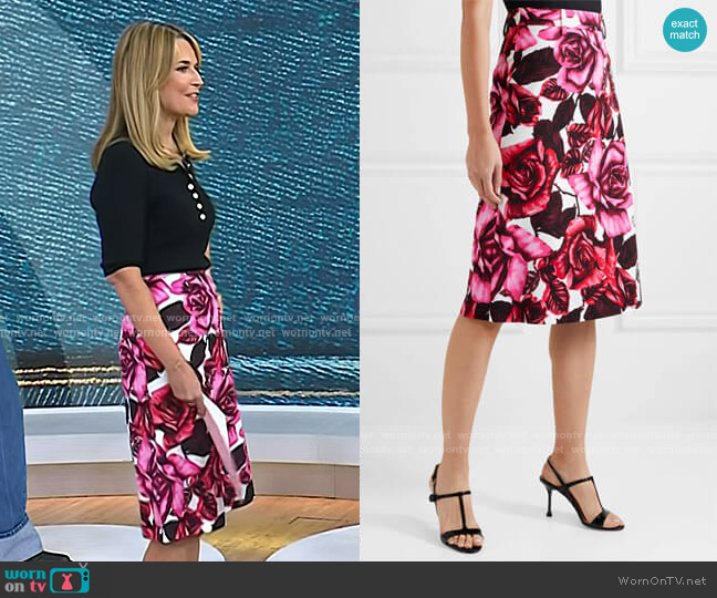 Prada Floral-Print Skirt worn by Savannah Guthrie on Today