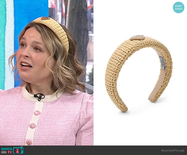 Prada Triangle-logo Crochet-knit Headband worn by Joanna Teplin on Today