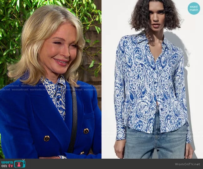 Zara Printed Shirt worn by Marlena Evans (Deidre Hall) on Days of our Lives