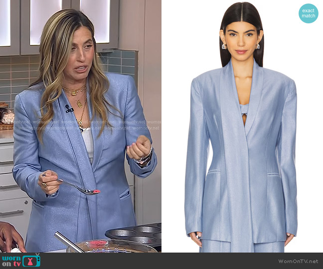 Sabina Musayev Gemini Jacket in Sky Blue worn by Sabrina Rudin on Today