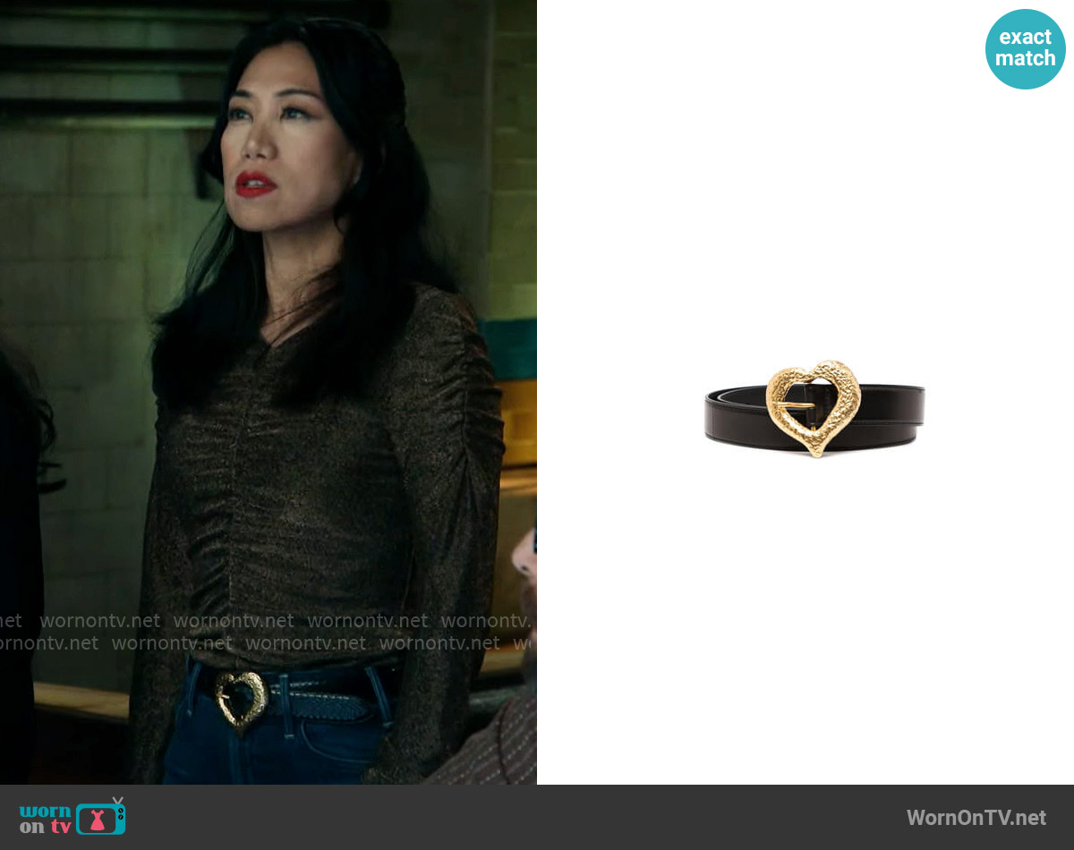Saint Laurent Cintura Sintra Heart-Buckle Belt worn by Melody Bayani (Liza Lapira) on The Equalizer