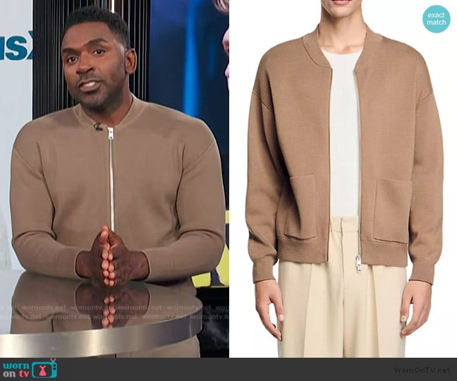 Sandro Teddy Knit Jacket worn by Justin Sylvester on E! News