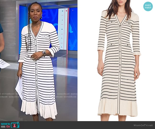 Sandro Armelline Button Up Dress worn by Zinhle Essamuah on NBC News Daily