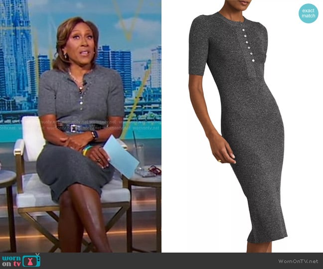 Reiss Sandy Wool Blend Rib Sweater Dress worn by Robin Roberts on Good Morning America
