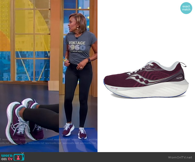 Saucony Triumph 22 Sneakers in Plum/Royal worn by Robin Roberts on Good Morning America