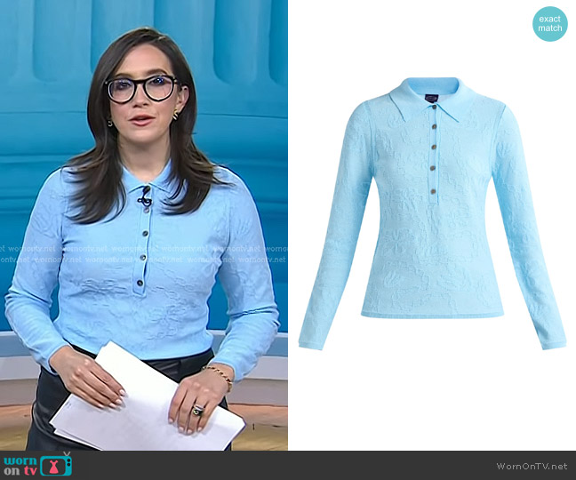 Scoop Fitted Jacquard Polo with Long Sleeves worn by Savannah Sellers on Today