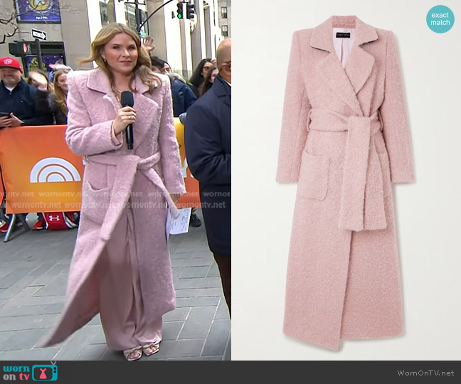 Sergio Hudson Belted Mohair and Wool-blend Coat worn by Jenna Bush Hager on Today
