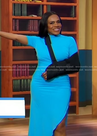 Sheryl Lee Ralph’s blue asymmetric dress on Good Morning America