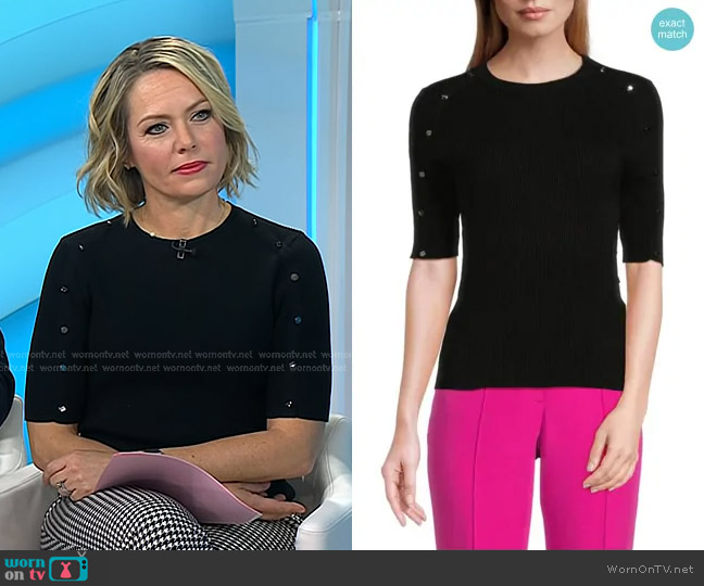DKNY Short-Sleeve Button Sweater worn by Dylan Dreyer on Today