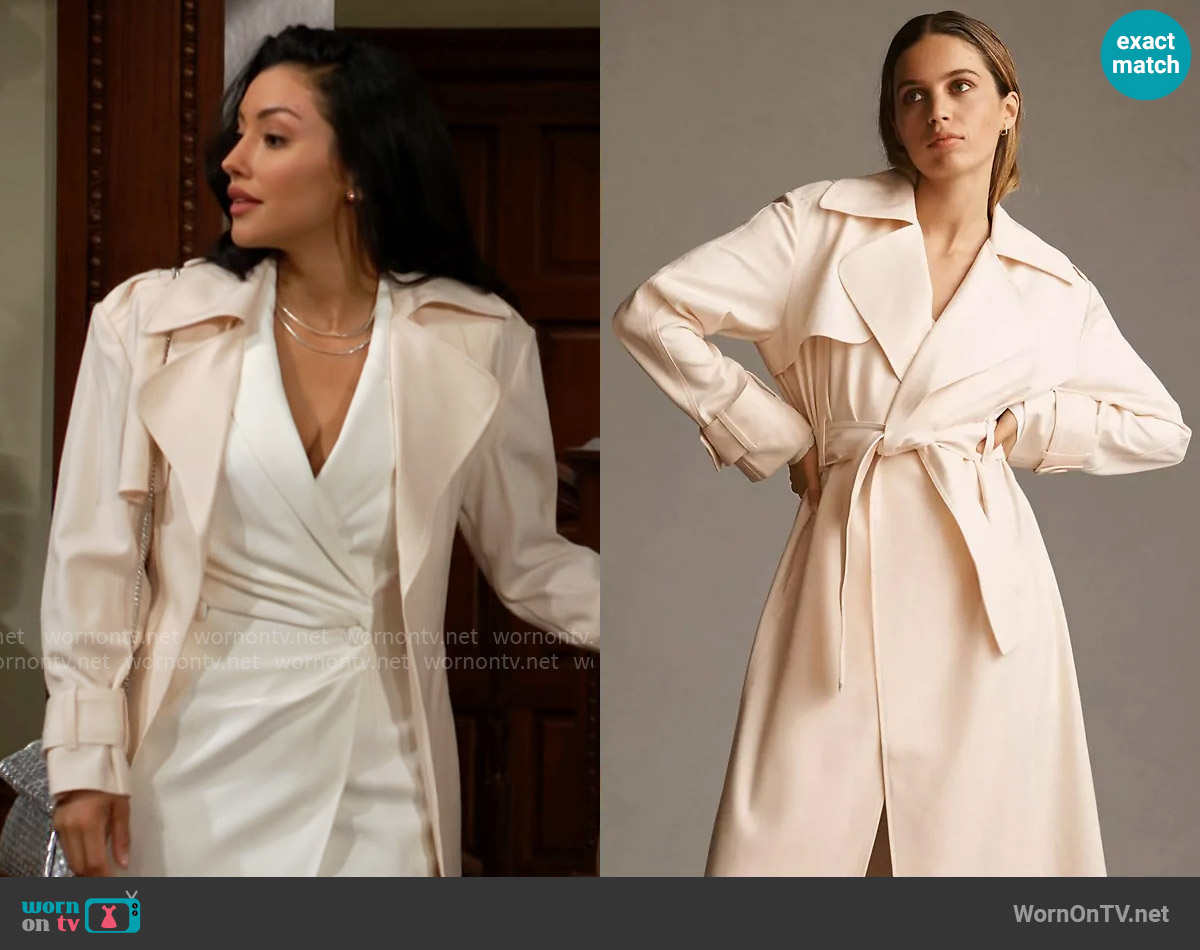 Significant Other Rozalia Trench Coat worn by Audra Charles (Zuleyka Silver) on The Young and the Restless