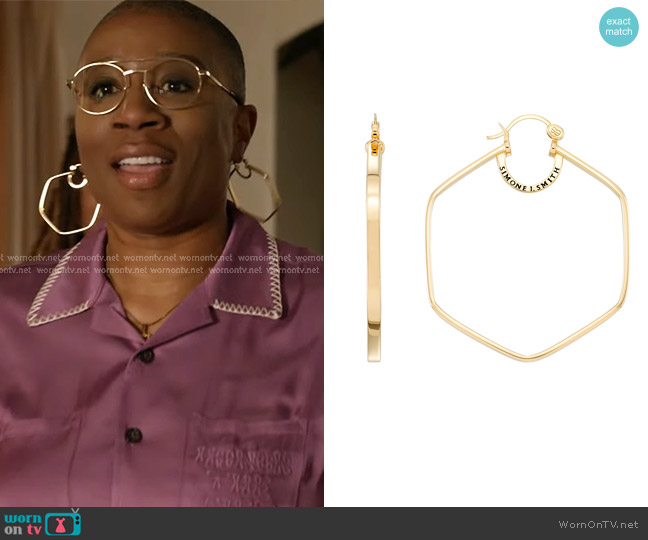 Simone I. Smith Large Honeycomb Hoops worn by Henrietta Wilson (Aisha Hinds) on 9-1-1