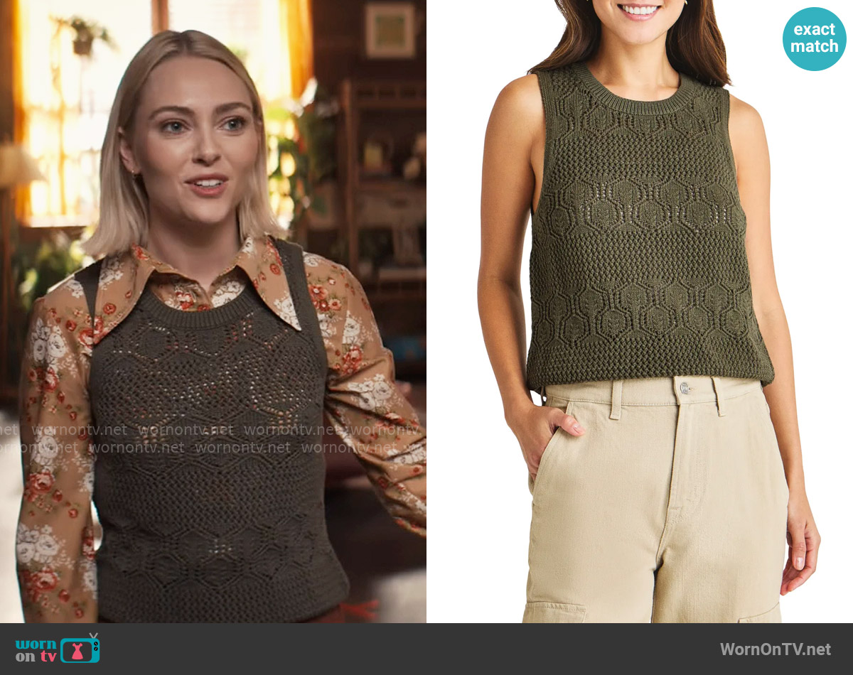 Splendid Celine Open Stitch Sleeveless Sweater worn by Alice (AnnaSophia Robb) on Grosse Pointe Garden Society